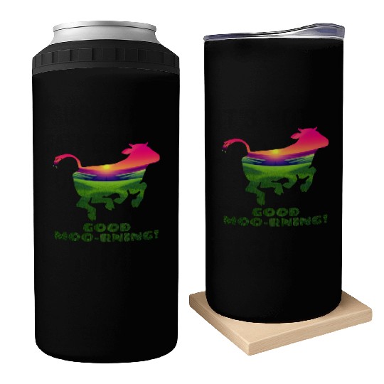 Good Moo-rning! Pop Art Sunrise Leaping Calf Can Coolers
