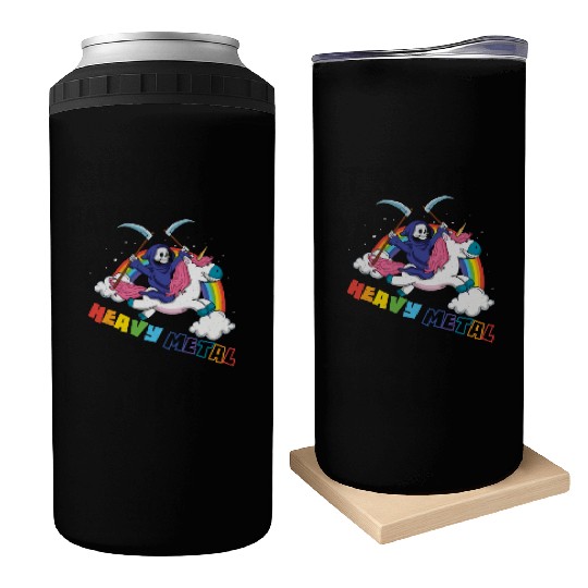 Metal Heavy Unicorn Skeleton Rocker Rock Heavy Can Coolers