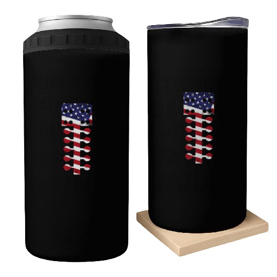Drag Racing Race Car American Flag Can Coolers