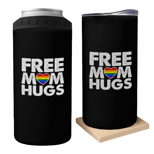 Free Mom Hugs, LGBT Rainbow Heart Can Coolers