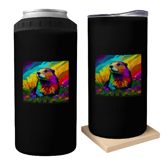 multicolor groundhog.groundhog day ,groundhog gift Can Coolers