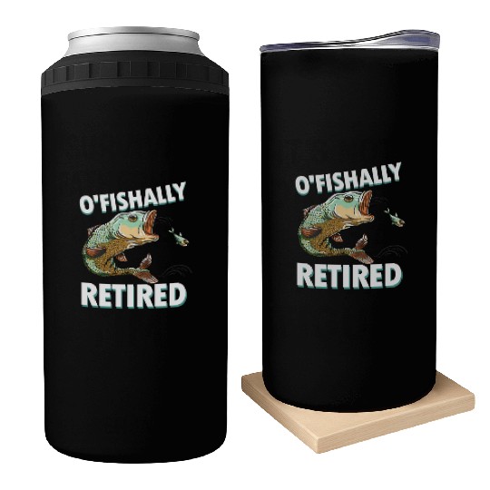 Ofishally Retired Fishing Retro Retirement Fishing Can Coolers