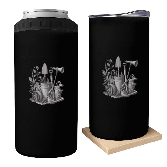 Florist Gardener Dad Grayscale Gardening Tools Can Coolers
