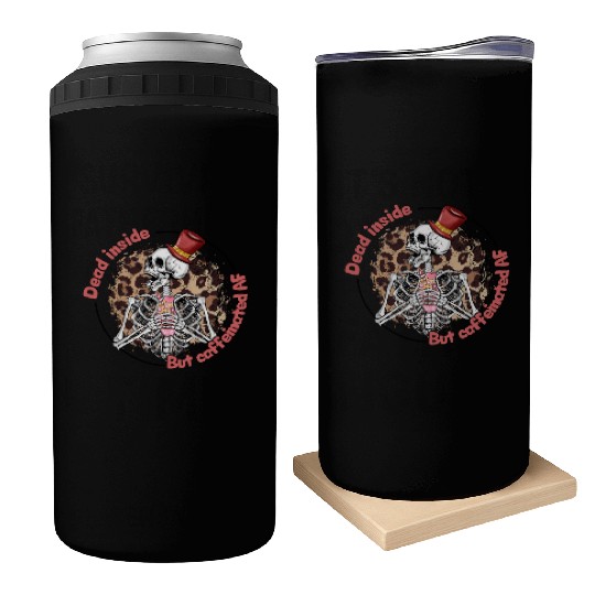 Dead Inside Caffeinated Skeleton Valentine Day Can Coolers