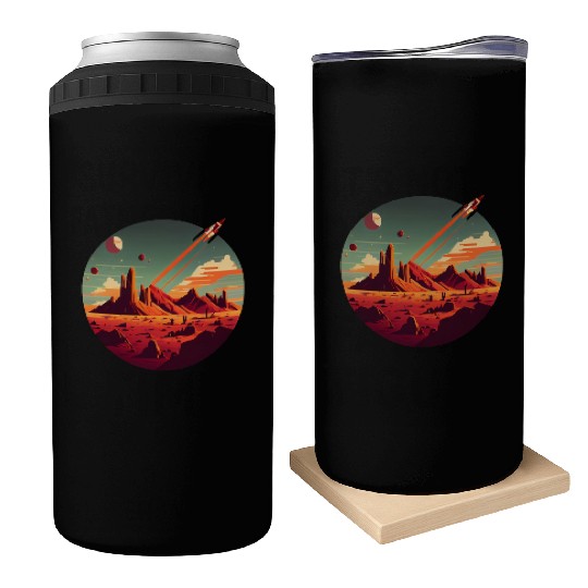 Vintage Space Science Mars Fiction Geek Solar Can Coolers