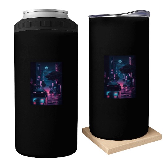 Tokyo Japan Japanese Aesthetic Graphic Night Scene Can Coolers