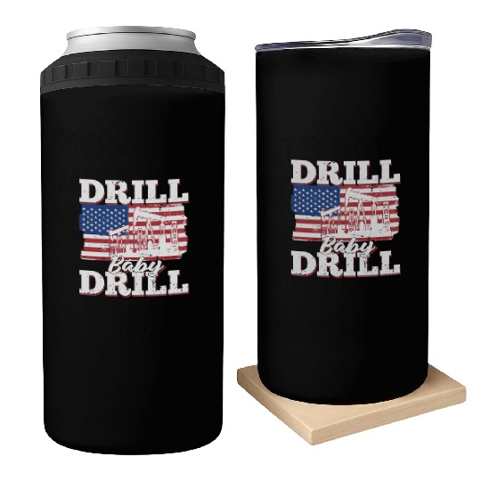 Oilfield Oil Drilling Us Flag Drill Baby Drill Can Coolers