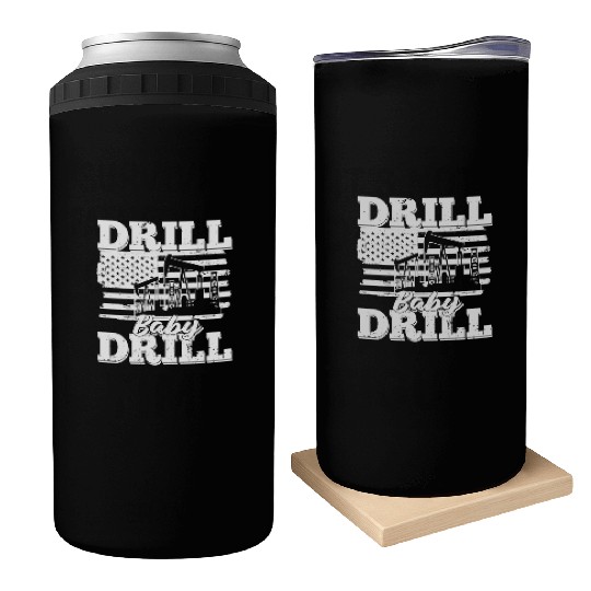 Oilfield Oil Drilling Us Flag Drill Baby Drill Can Coolers