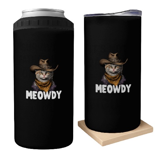 Meowdy Cat Meme Country Meow Howdy Funny Can Coolers