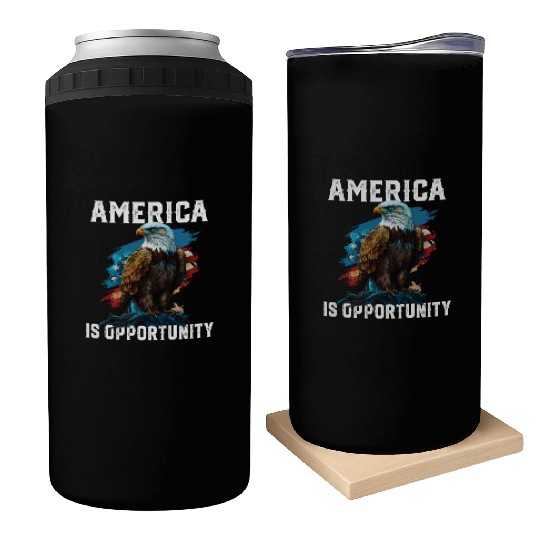 America Is Opportunity American Bald Eagle July 4 Can Coolers
