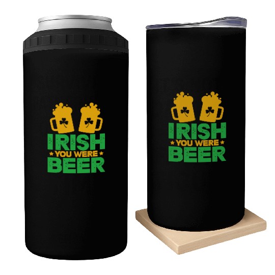 Irish You Were Beer St Patricks Day Shamrock Funny Can Coolers