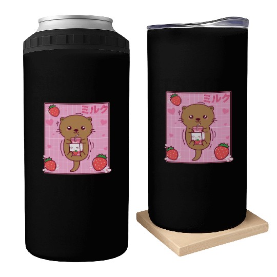 Kawaii Sea Otter Strawberry Milk Shake Otaku Can Coolers