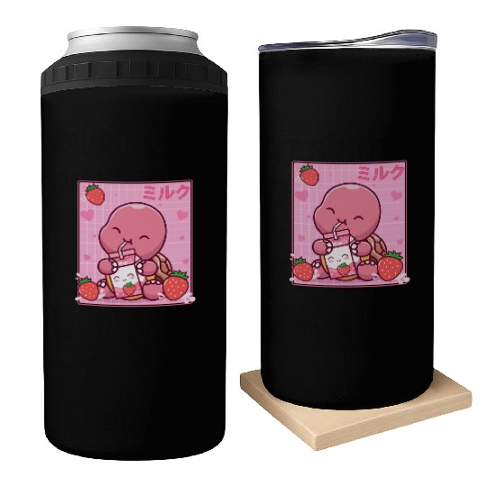 Kawaii Turtle Lover Strawberry Milk Shake Otaku Can Coolers