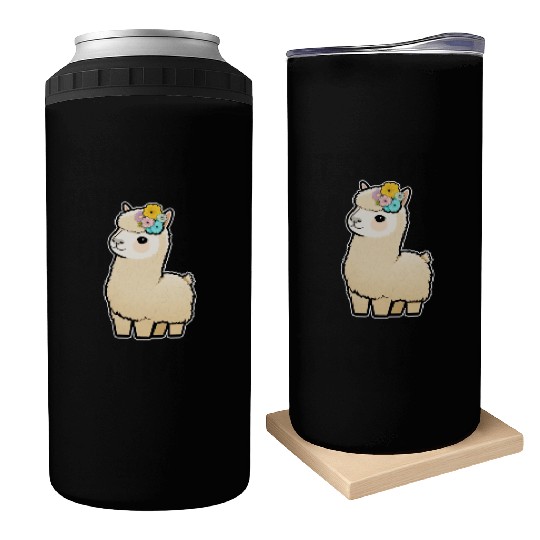 Floral Llama Can Coolers