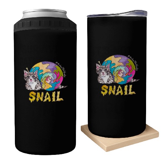 Psychedelic Kitten Snail Can Coolers