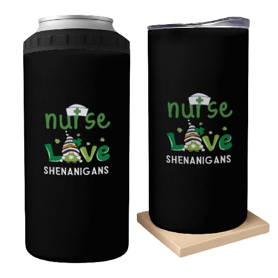 Nurses Love Shenanigans Gnomes Shamrock Can Coolers