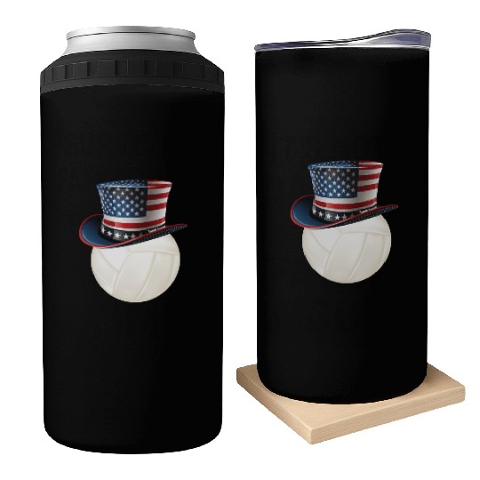 Patriotic America USA Flag 4th Of July Volleyball Can Coolers
