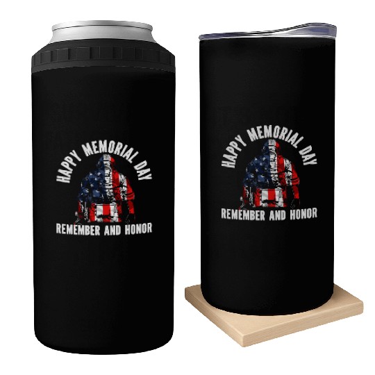 Patriotic Veteran USA Flag American Memorial Day Can Coolers