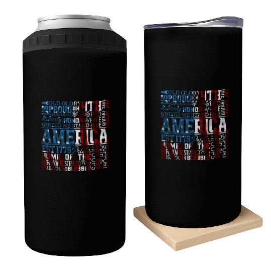 Patriotic Veteran USA Flag American Memorial Day Can Coolers