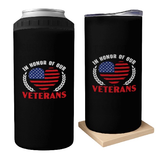 Patriotic Veteran USA Flag American Memorial Day Can Coolers