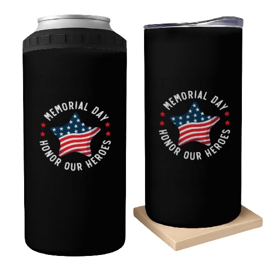 Patriotic Veteran USA Flag American Memorial Day Can Coolers