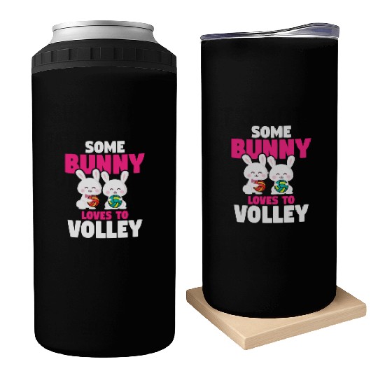 Easter Volleyball Bunny Holiday Rabbit Sport Can Coolers
