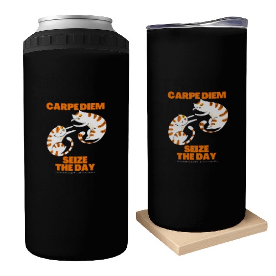Cats Lover Carpe Diem Seize The Day Can Coolers