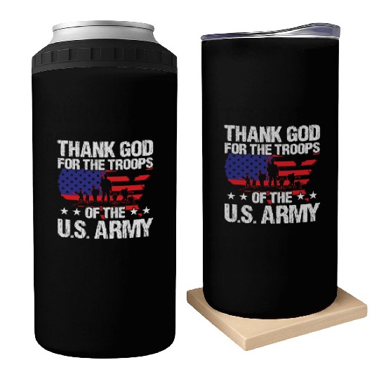 Soldier thank god for troops of us army military Can Coolers