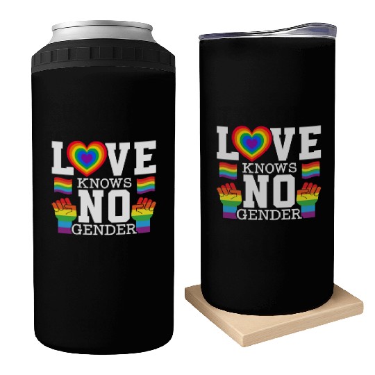 Love Knows No Gender Rainbow Pride Month LGBTQ Gay Can Coolers
