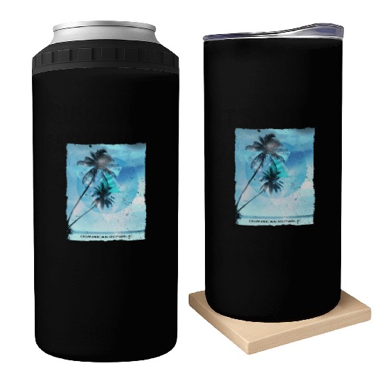 Artistic Dominican Republic Palm Tree Vacation Can Coolers