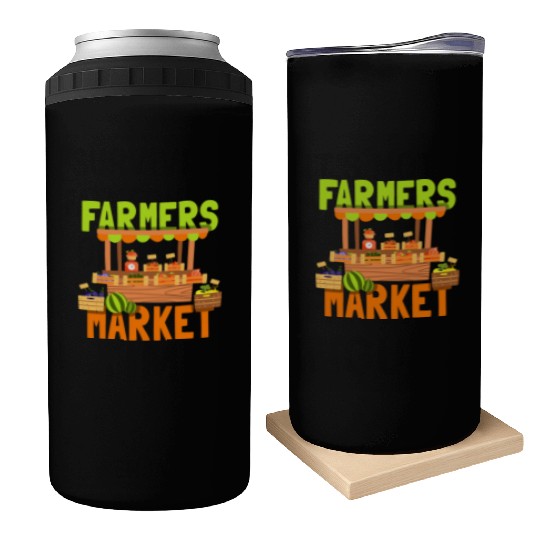 Farmers Market Chicken Farmer Cow Farming Can Coolers