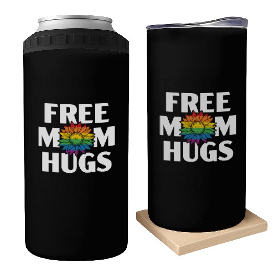 Free Mom Hugs Rainbow Pride Month LGBTQ Gay Pride Can Coolers