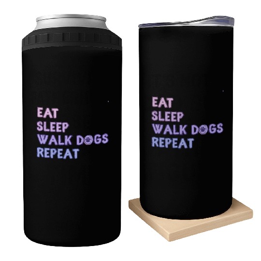 Eat Sleep Walk Dog Repeat Walking Can Coolers