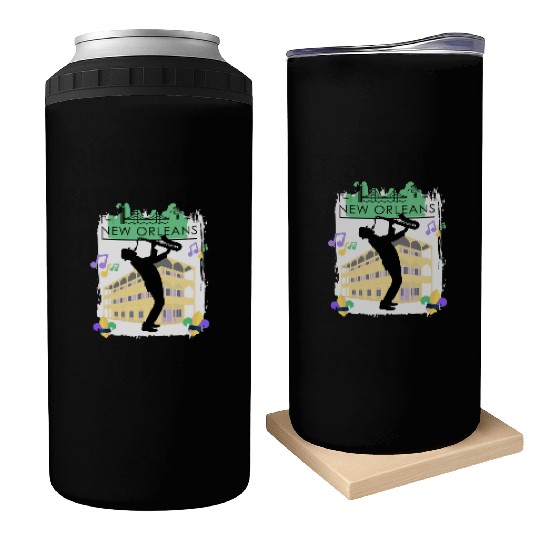 Mardi Gras New Orleans Louisiana City Jazz Music Can Coolers