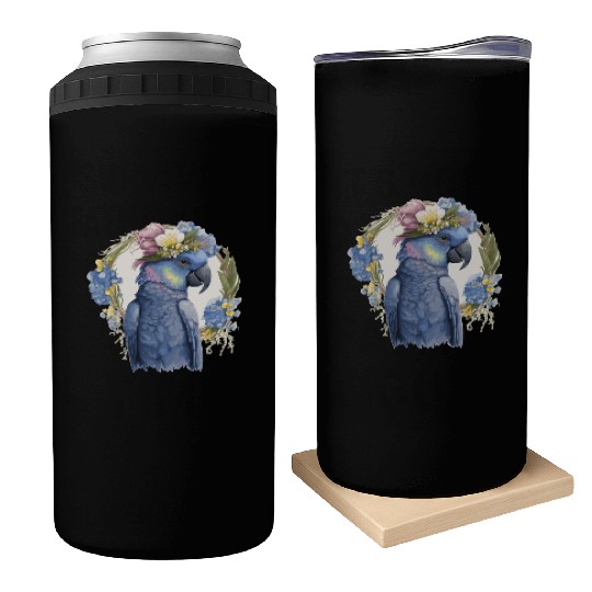 Cute Hyacinth Macaw Parrot Bird Flower Crown Pet B Can Coolers