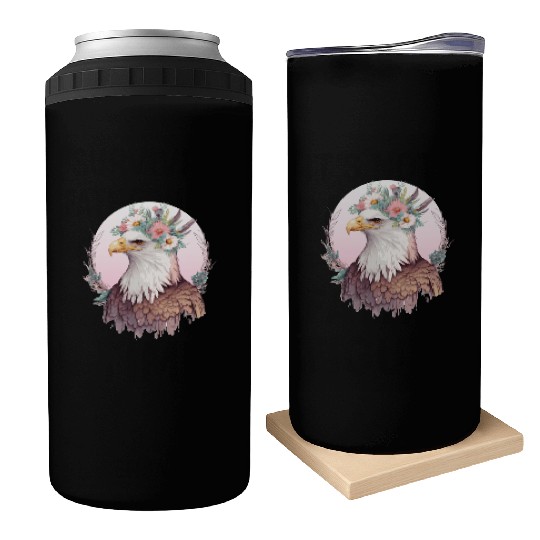 Birds Of Prey Bald Eagle Flower Crown Floral Birdi Can Coolers
