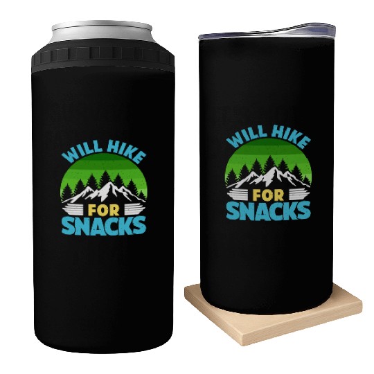 Hiker funny Mountain fan will Hike for Snacks Can Coolers