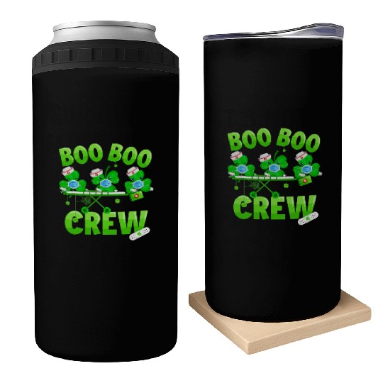 Boo Boo Crew Nurse St Patricks Day Shamrock Can Coolers