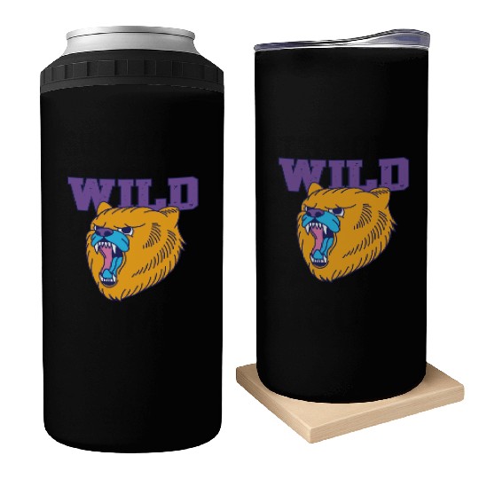 The fierce wild bear old school style Can Coolers