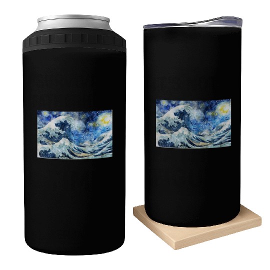 Great Wave During a Starry Night Click on Artist Can Coolers