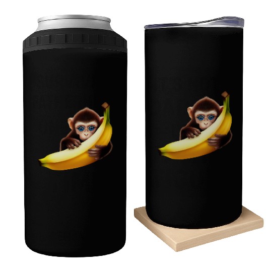 Monkey hide and seek banana Can Coolers