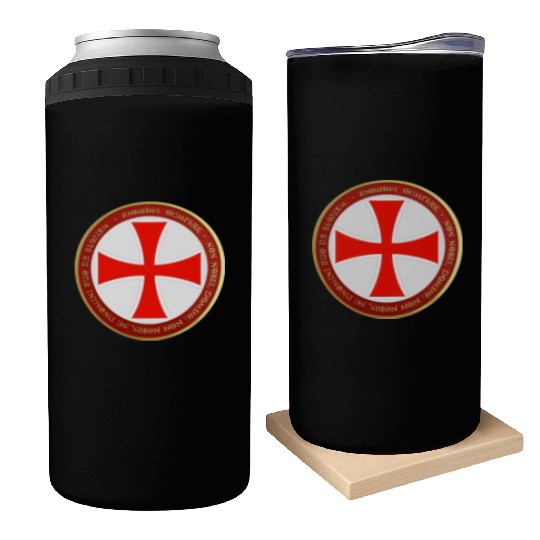 Knights templar cross shield Can Coolers