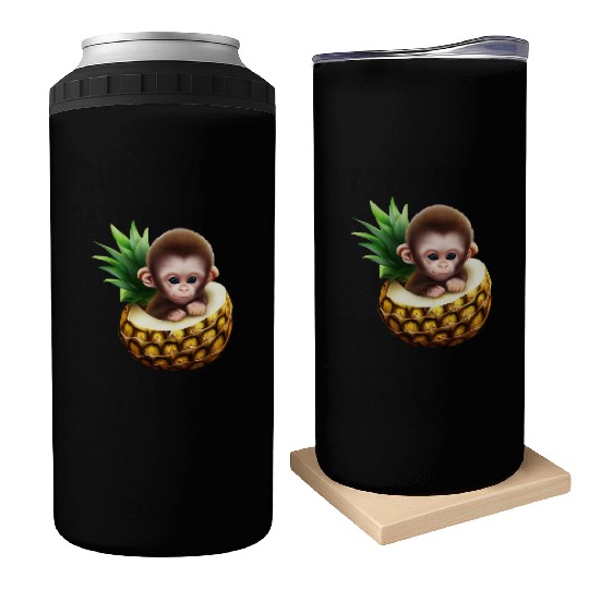 Little monkey in a pineapple Can Coolers