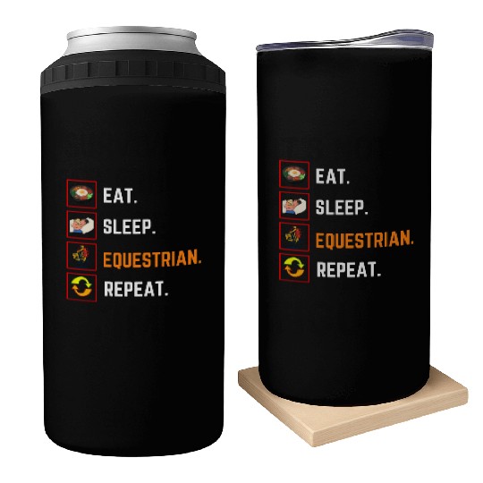 Funny Eat Sleep equestrian Repeat Gift Can Coolers