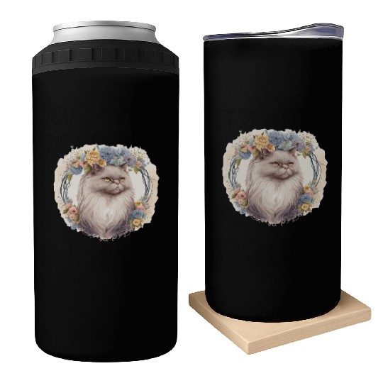Cute Persian Cat Flower Crown Cats Pet Kitten Can Coolers