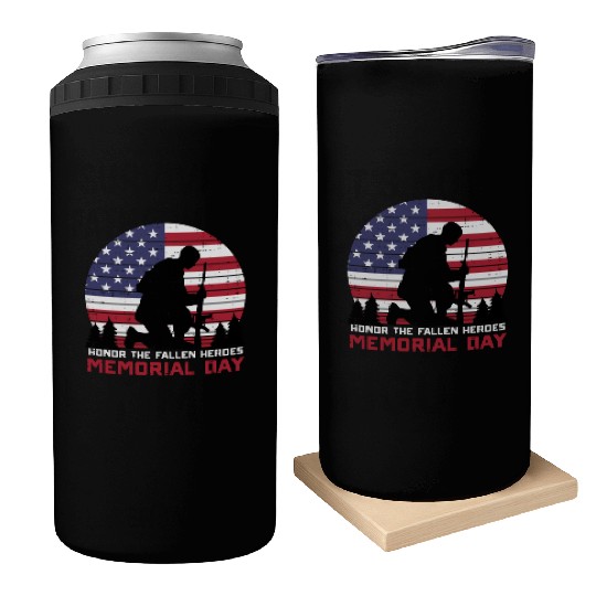 Honor The Fallen Heroes Memorial Day Us Flag Can Coolers