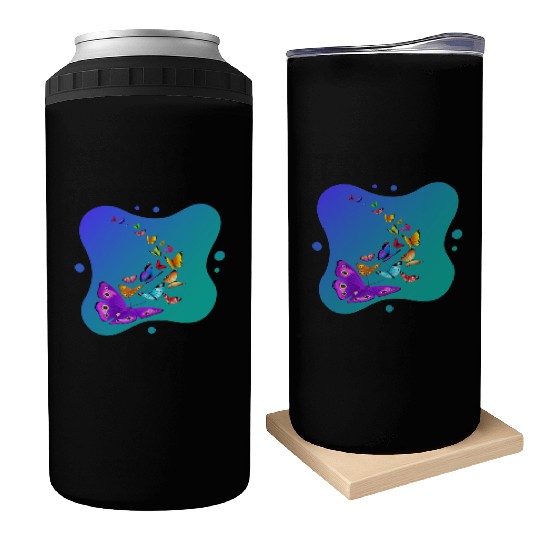 Colorful Butterflies Nature Cute Can Coolers