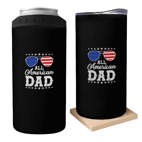 4th Of July Patriotic American Dad Us Can Coolers