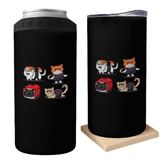 Sushi Persian Cat For Funny Cat Lover Sushi Lover Can Coolers