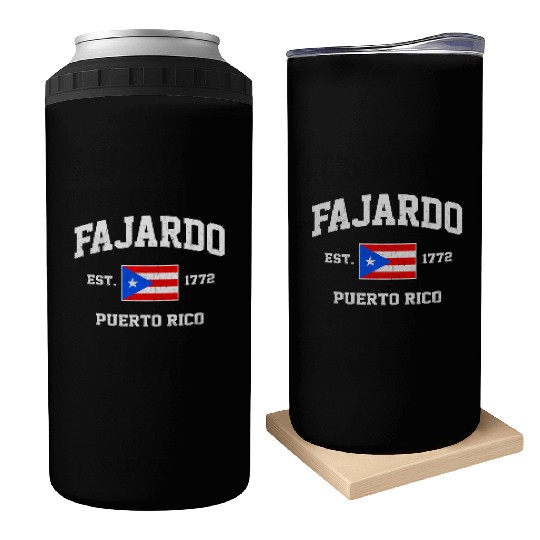 Fajardo Puerto Rico Boricua Flag Athletic Style Can Coolers
